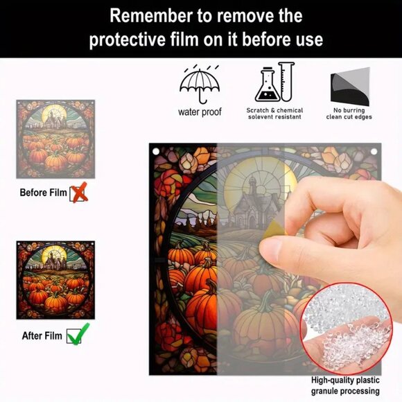 Autum Fall Scene Suncatcher Goth House Halloween Sun Pumpkin Hanging In/Outdoor - Picture 4 of 4